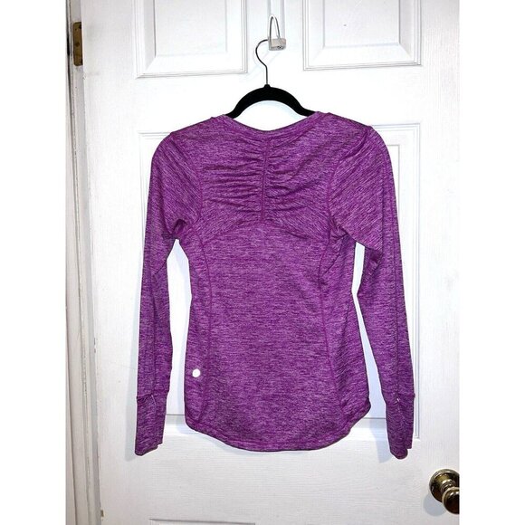 LULULEMON Run Dash Long Sleeve Tee Running Top Violet Purple Ruched Back - Picture 5 of 7